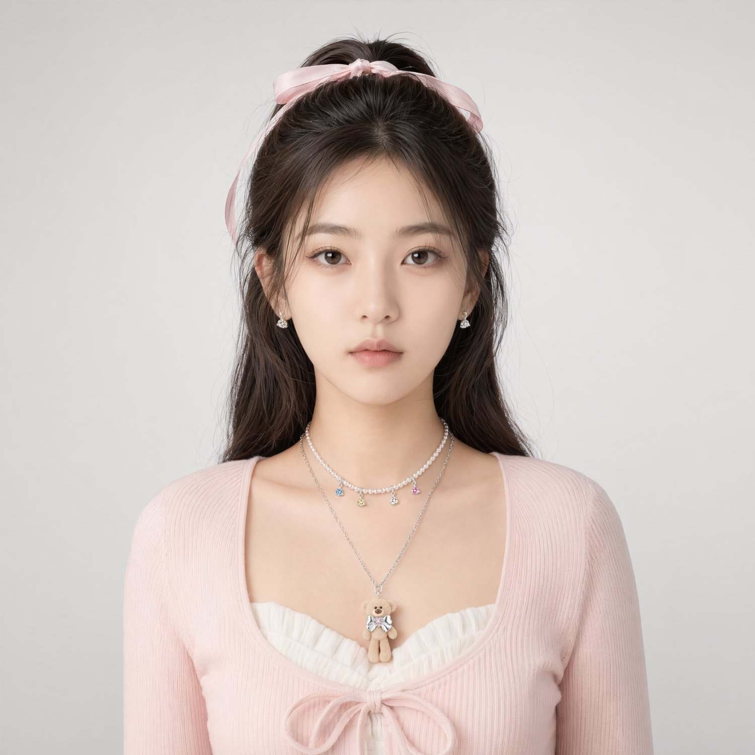 Bow Bear Necklace