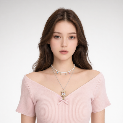 Bow Bear Necklace