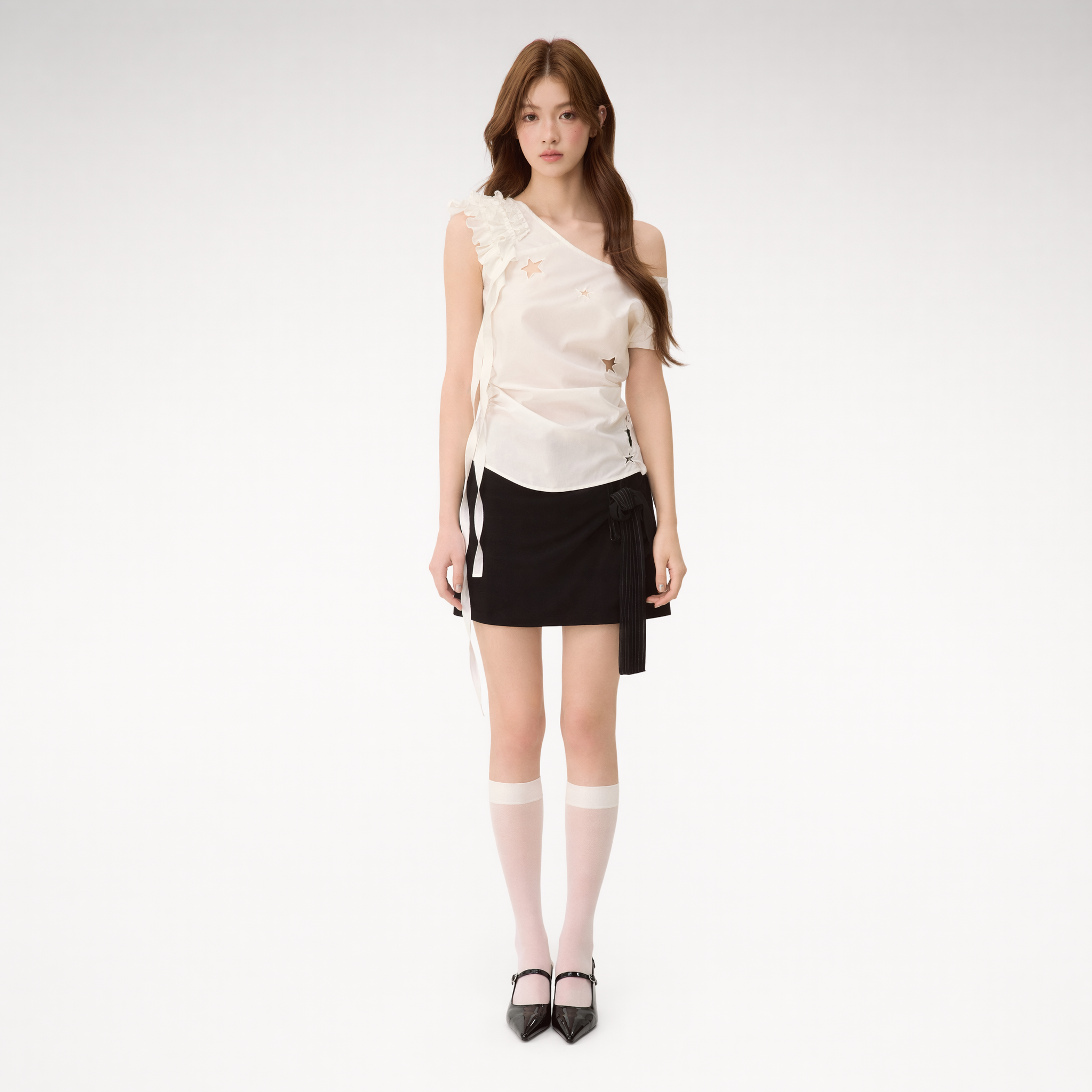 Star Embroidery Asym Shirt