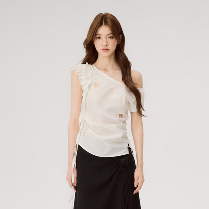 Star Embroidery Asym Shirt