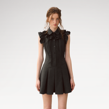 Pintuck Ruffle Dress
