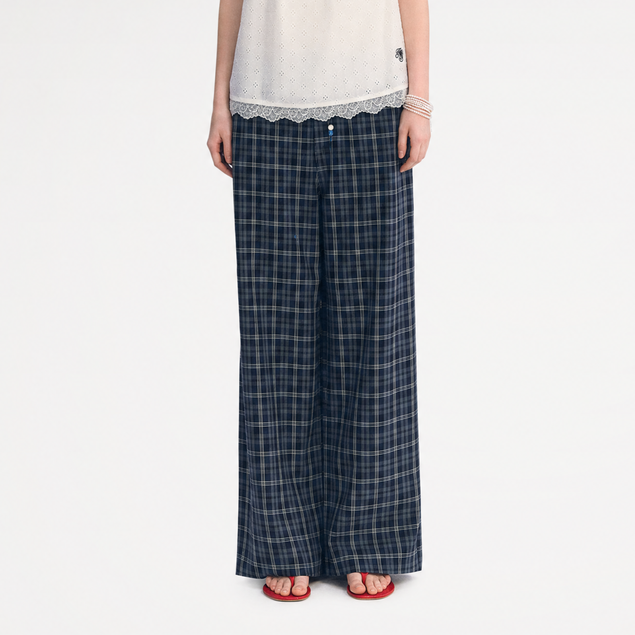 Plaid Wide-Leg Pants