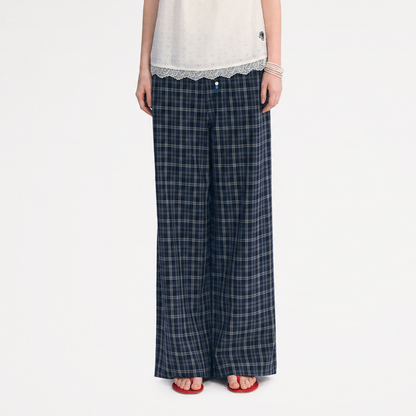 Plaid Wide-Leg Pants