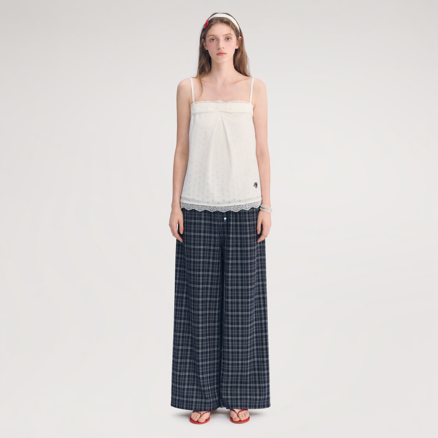 Plaid Wide-Leg Pants
