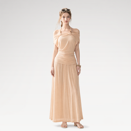 Knot Drape Midi Skirt Set