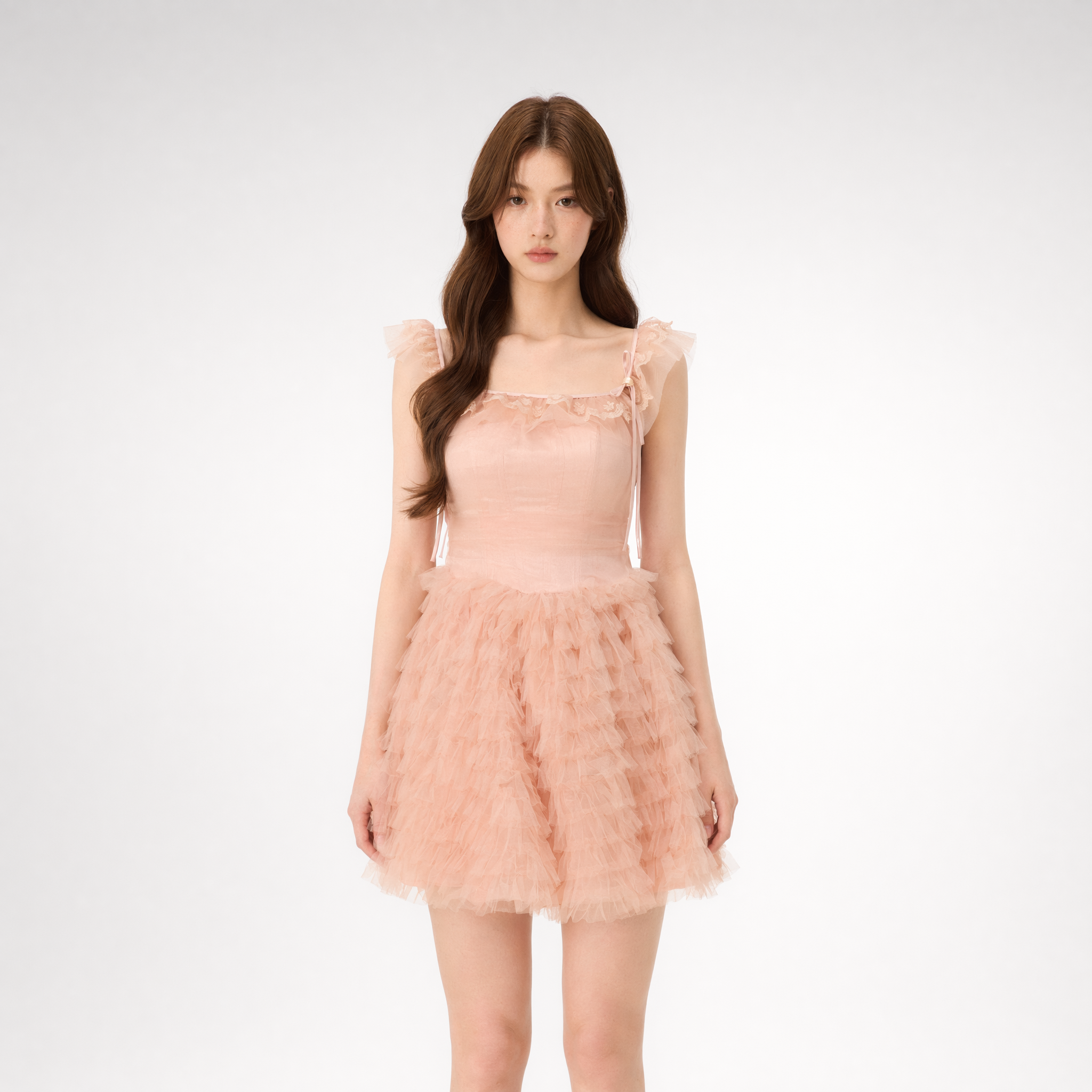 Lace Ruffle Tulle Dress