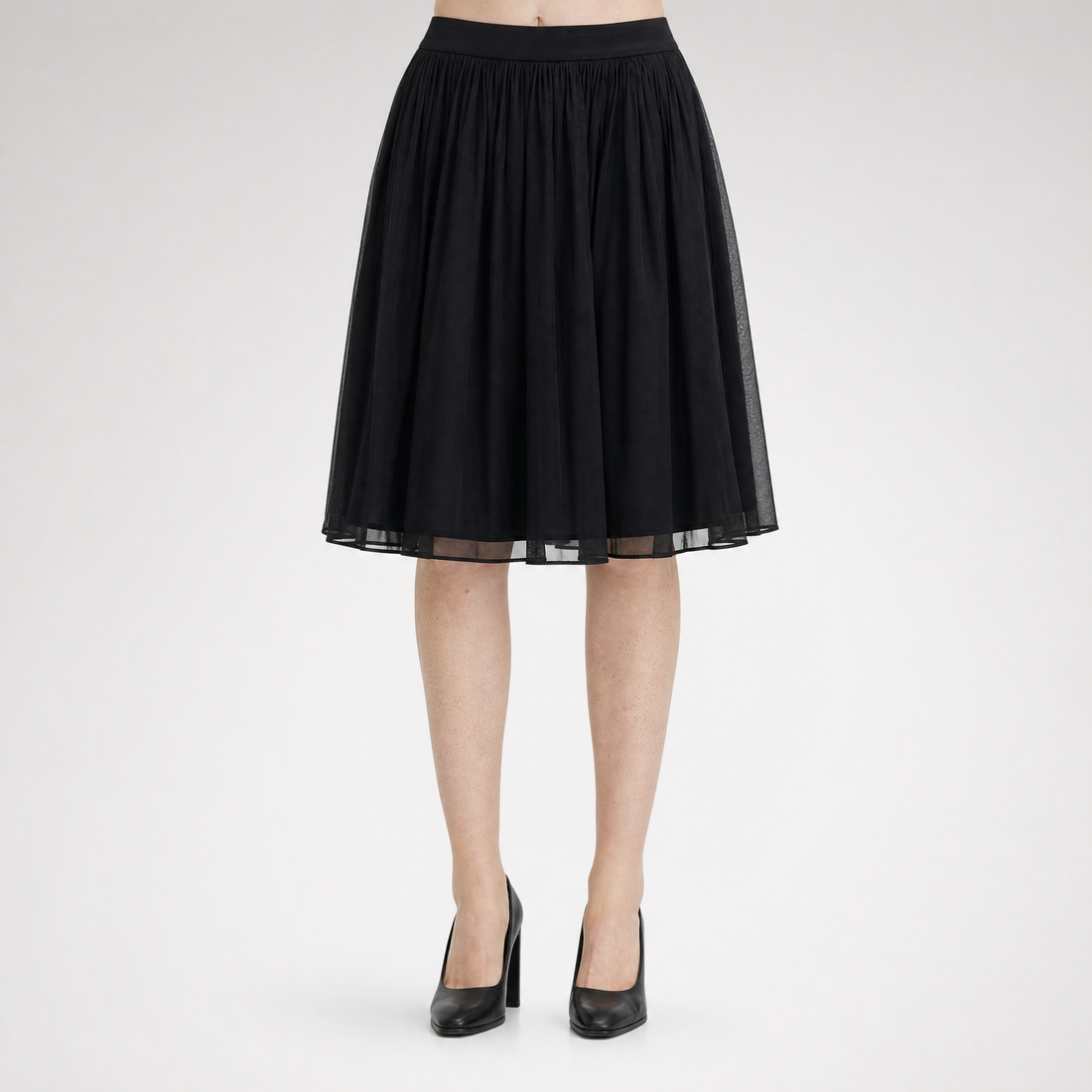 Pleated Chiffon Midi Skirt