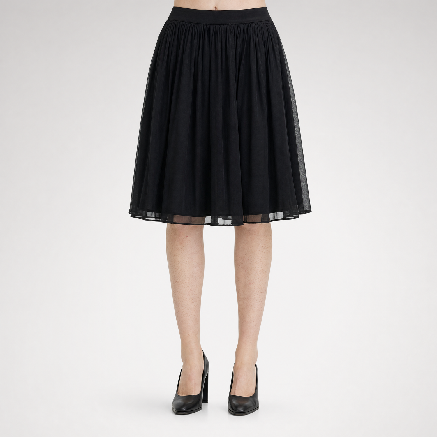 Pleated Chiffon Midi Skirt