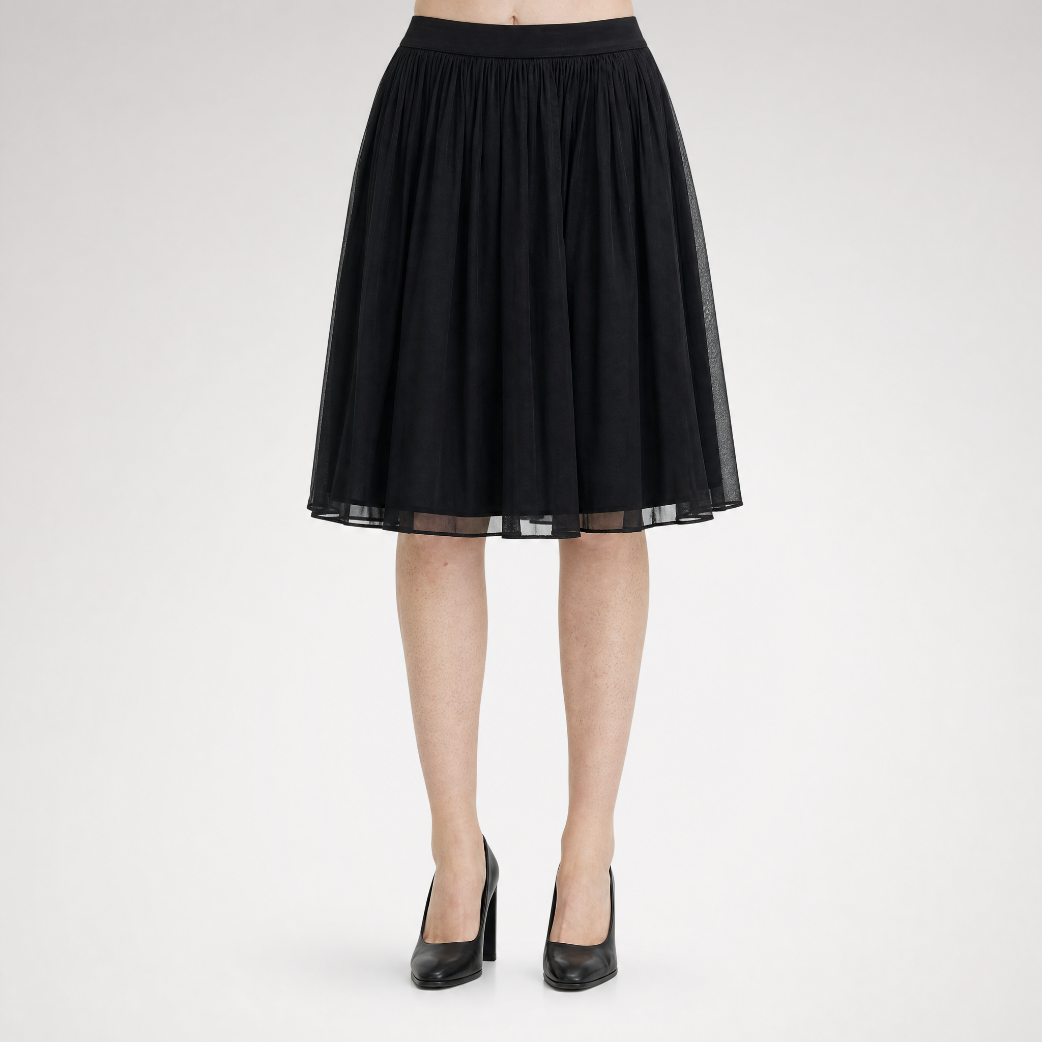 Pleated Chiffon Midi Skirt