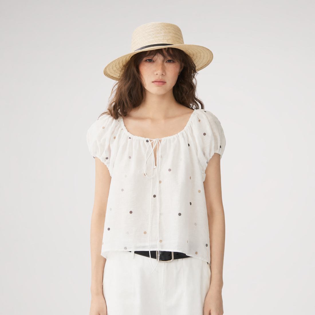 Polka Dot Puff Sleeve Top