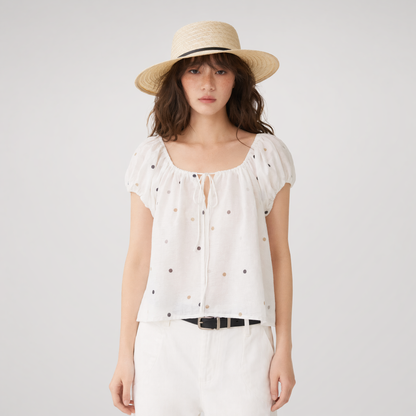 Polka Dot Puff Sleeve Top