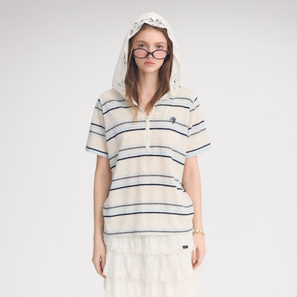 Embroidered Lace Hooded Tee