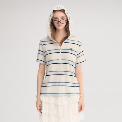 Embroidered Lace Hooded Tee