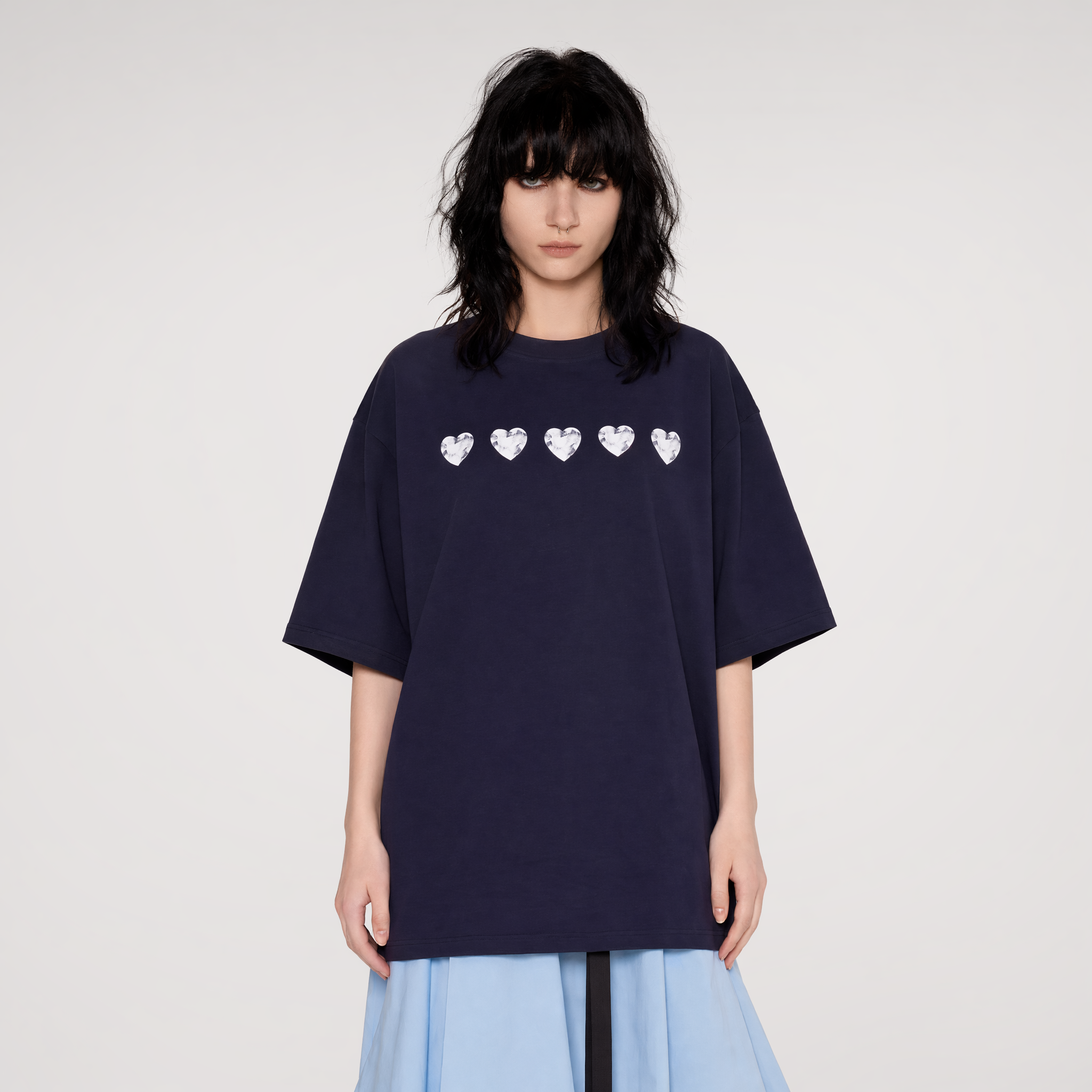 Silver Print Oversized T-Shirt