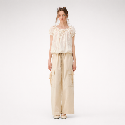Embroidered Ruffle Blouse