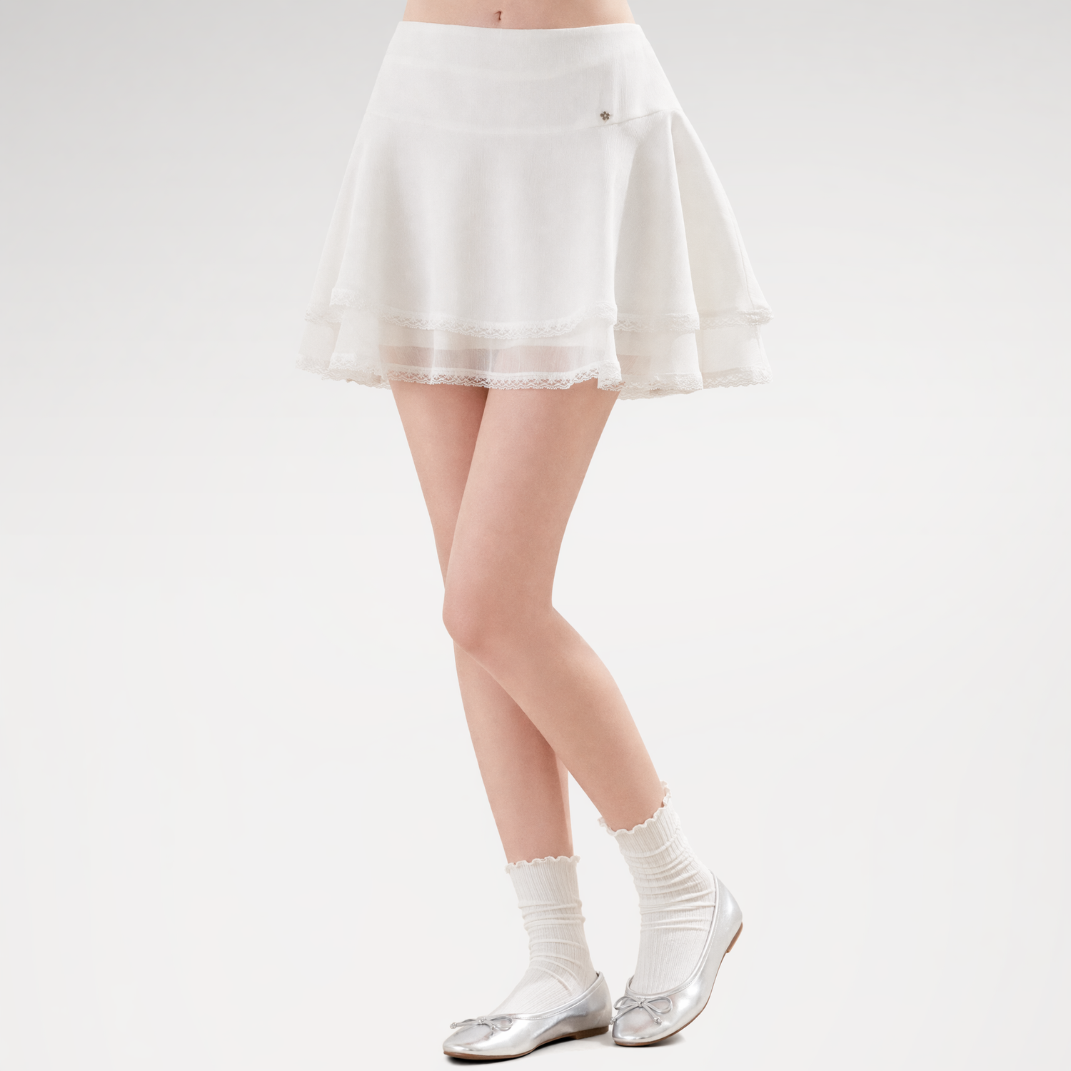 Lace Trim A-Line Skirt