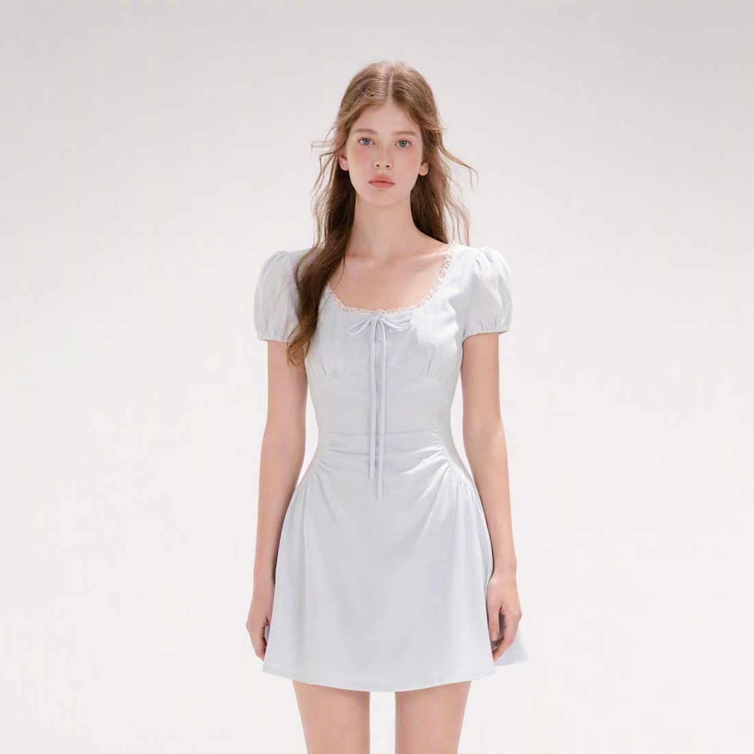 Linen Cotton Puff Sleeve Dress