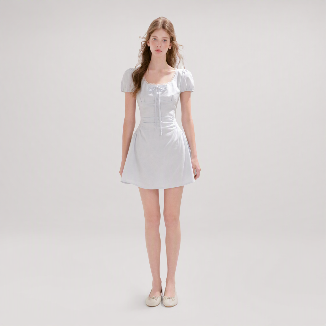 Linen Cotton Puff Sleeve Dress