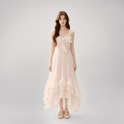 Soft Drape Ruffle Dress