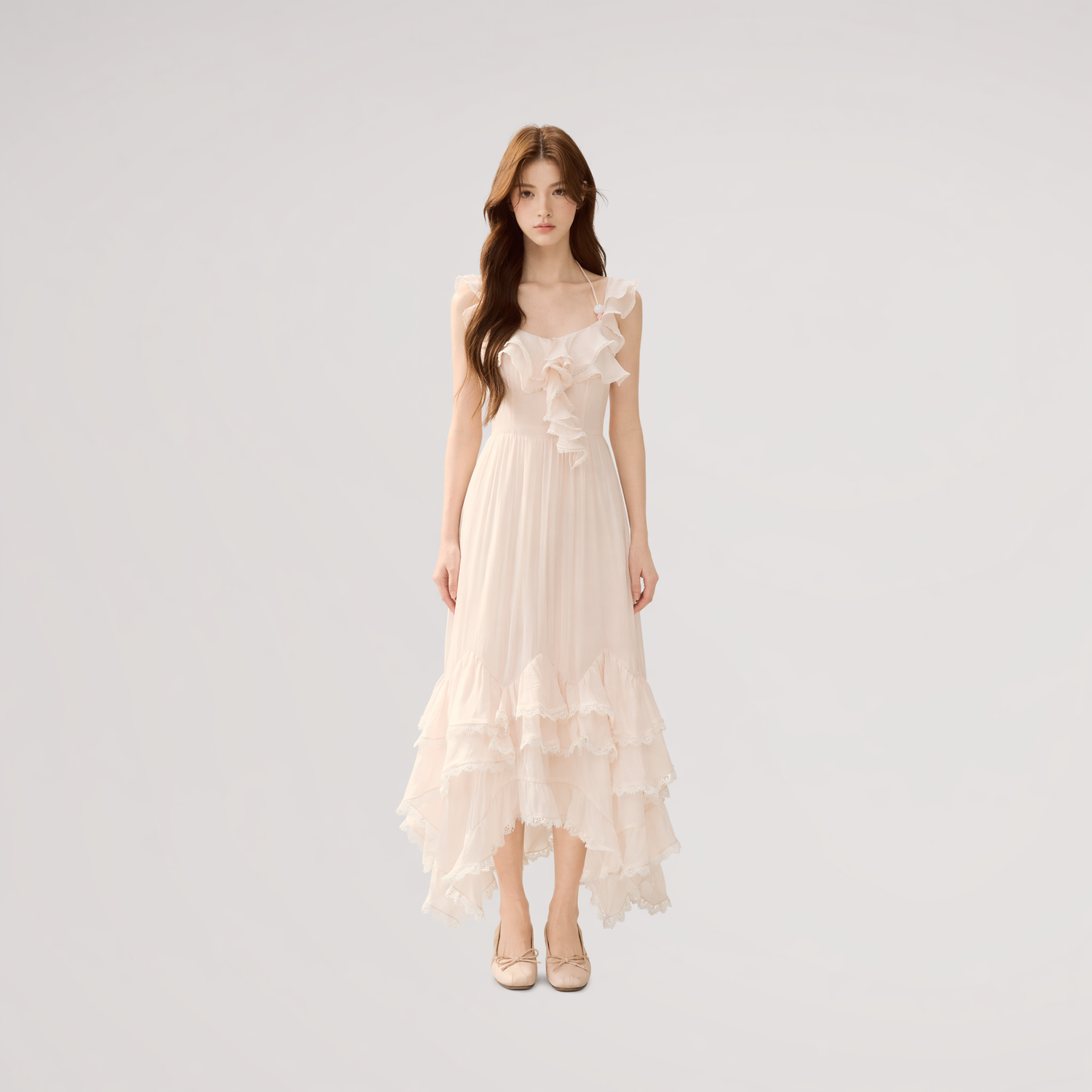 Soft Drape Ruffle Dress