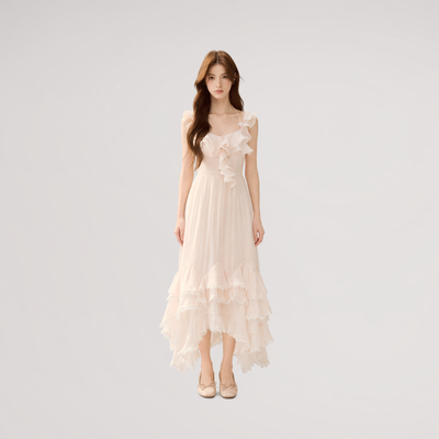 Soft Drape Ruffle Dress