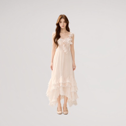 Soft Drape Ruffle Dress
