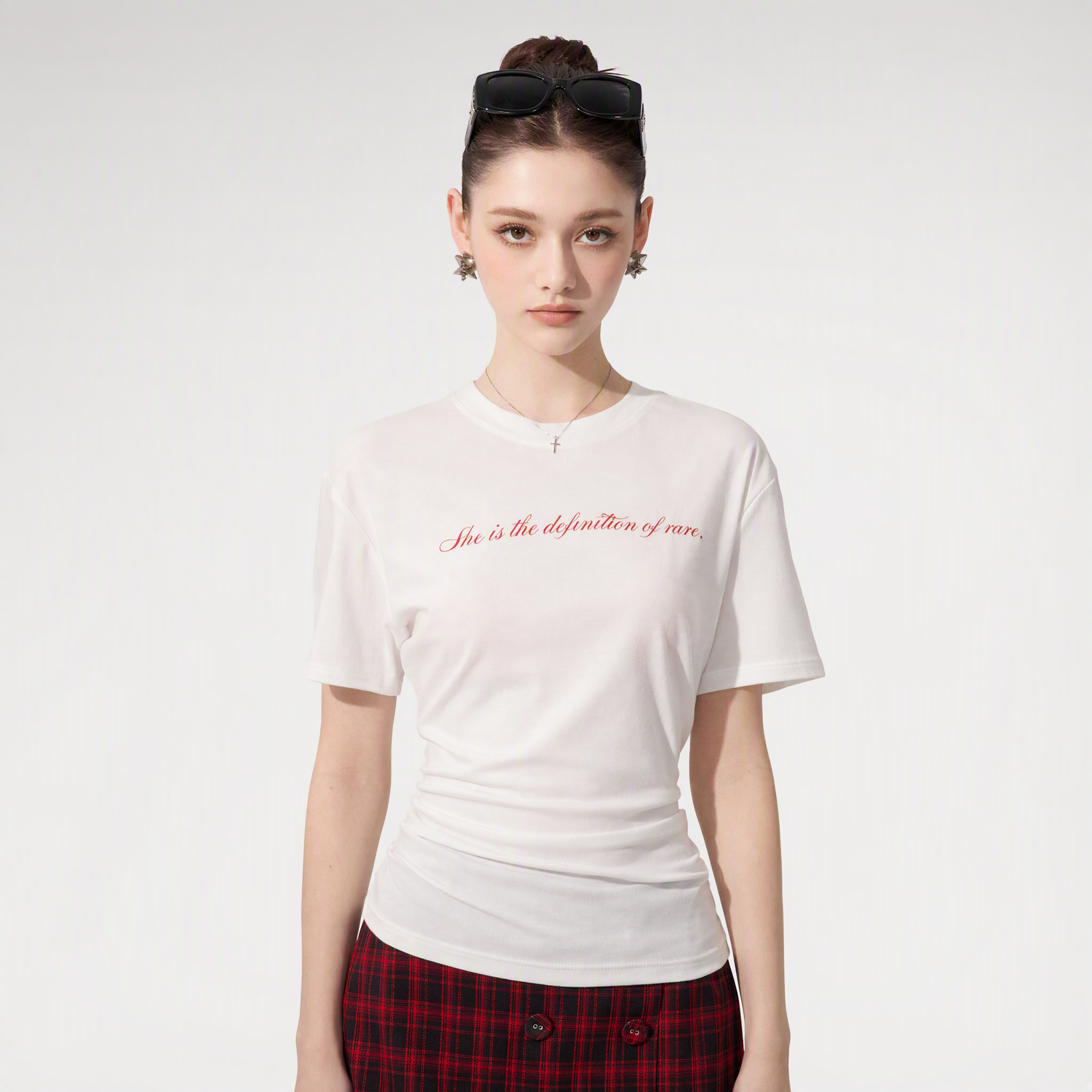 Letter Ruched Short T-Shirt
