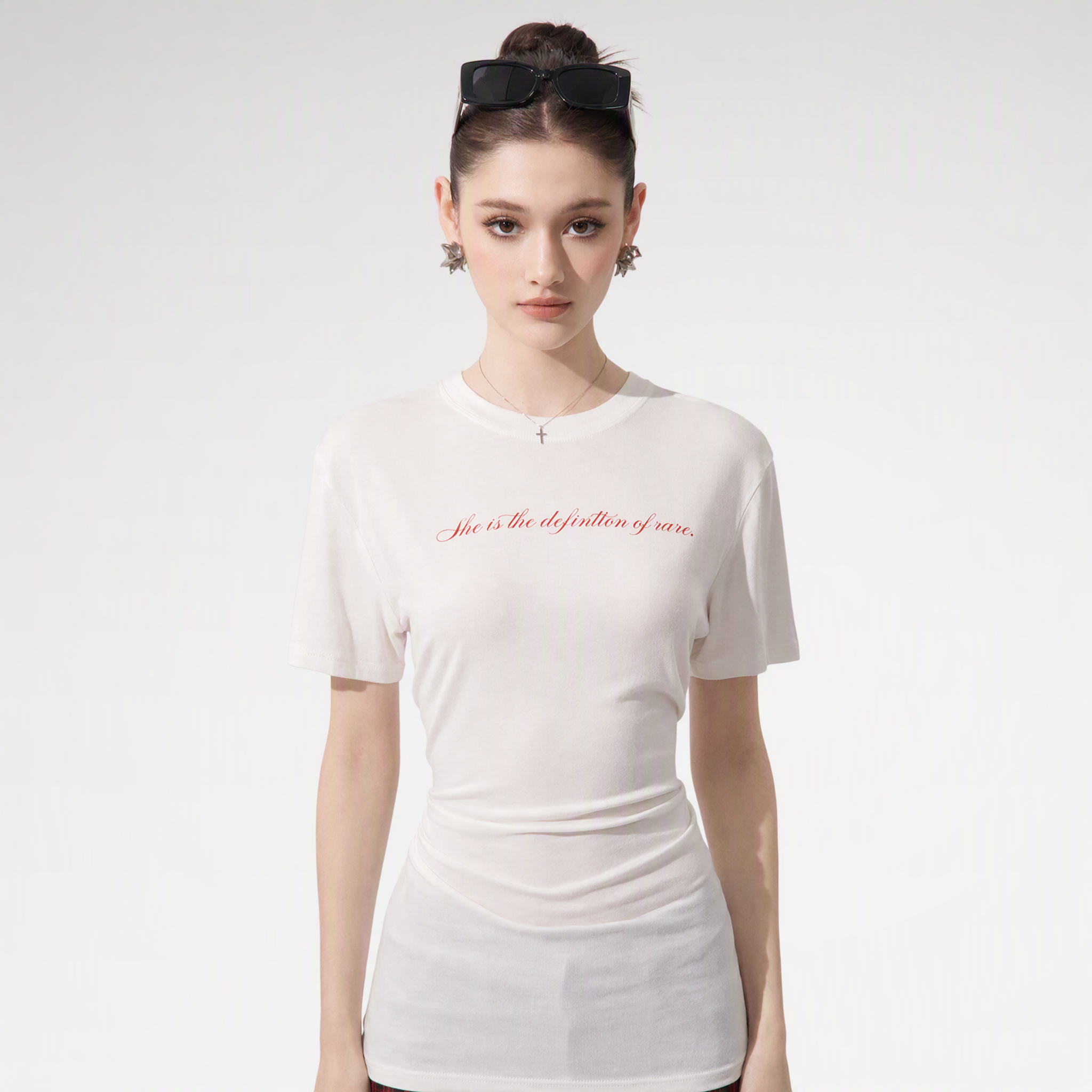 Letter Ruched Short T-Shirt
