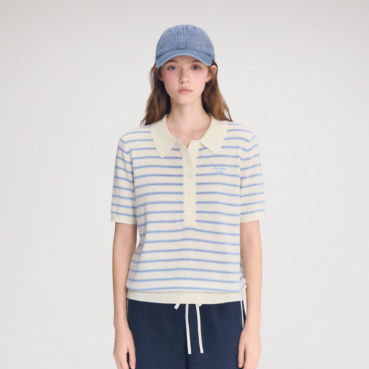 Striped Embroidered Polo