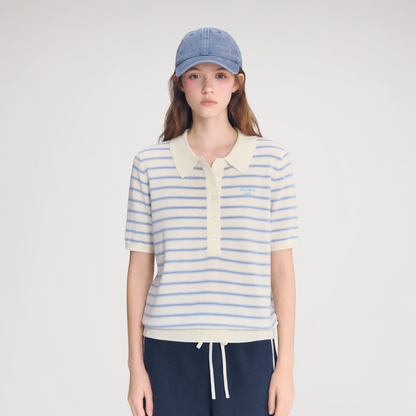Striped Embroidered Polo