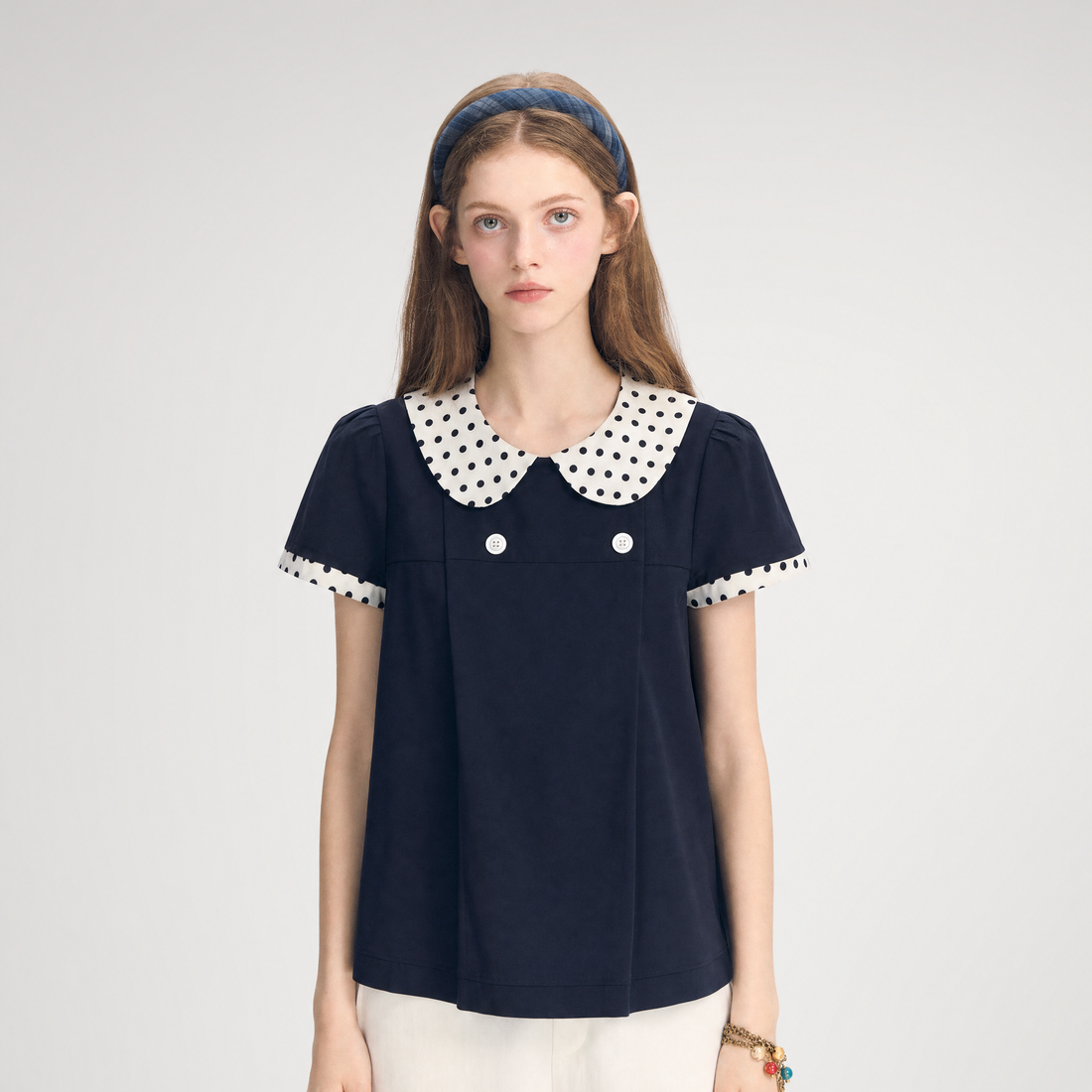 Polka Dot Doll Collar Top