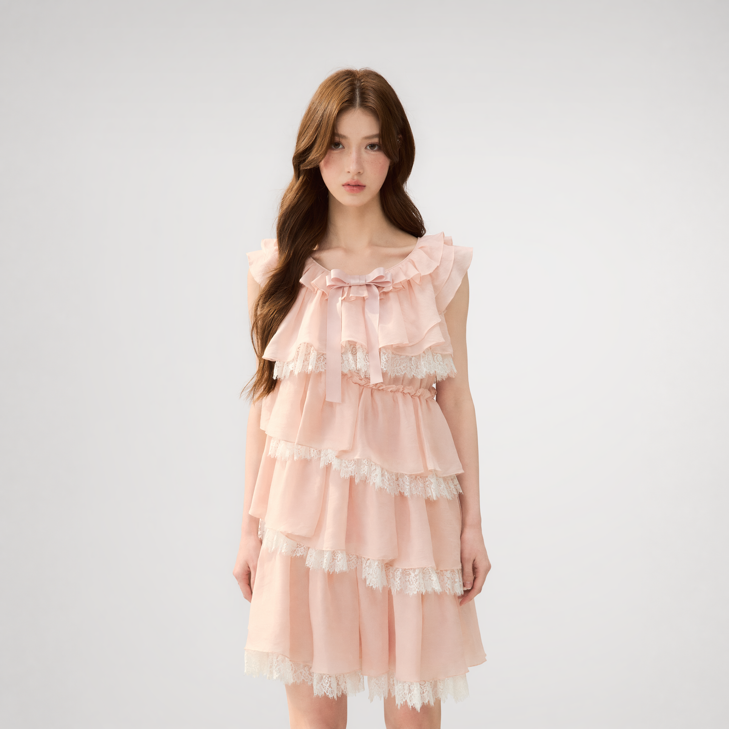 Ruffle Bow Lace Dress