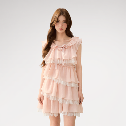 Ruffle Bow Lace Dress