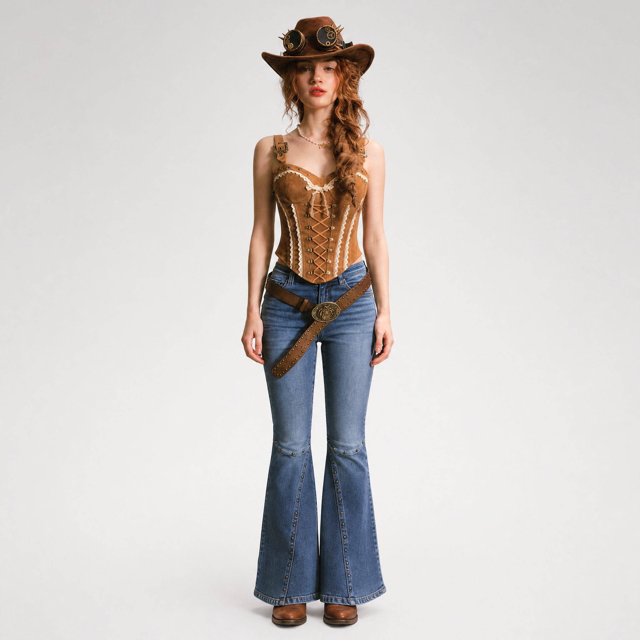 Suede Corset Denim Set