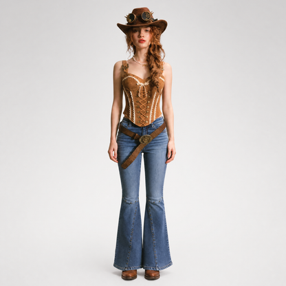 Suede Corset Denim Set