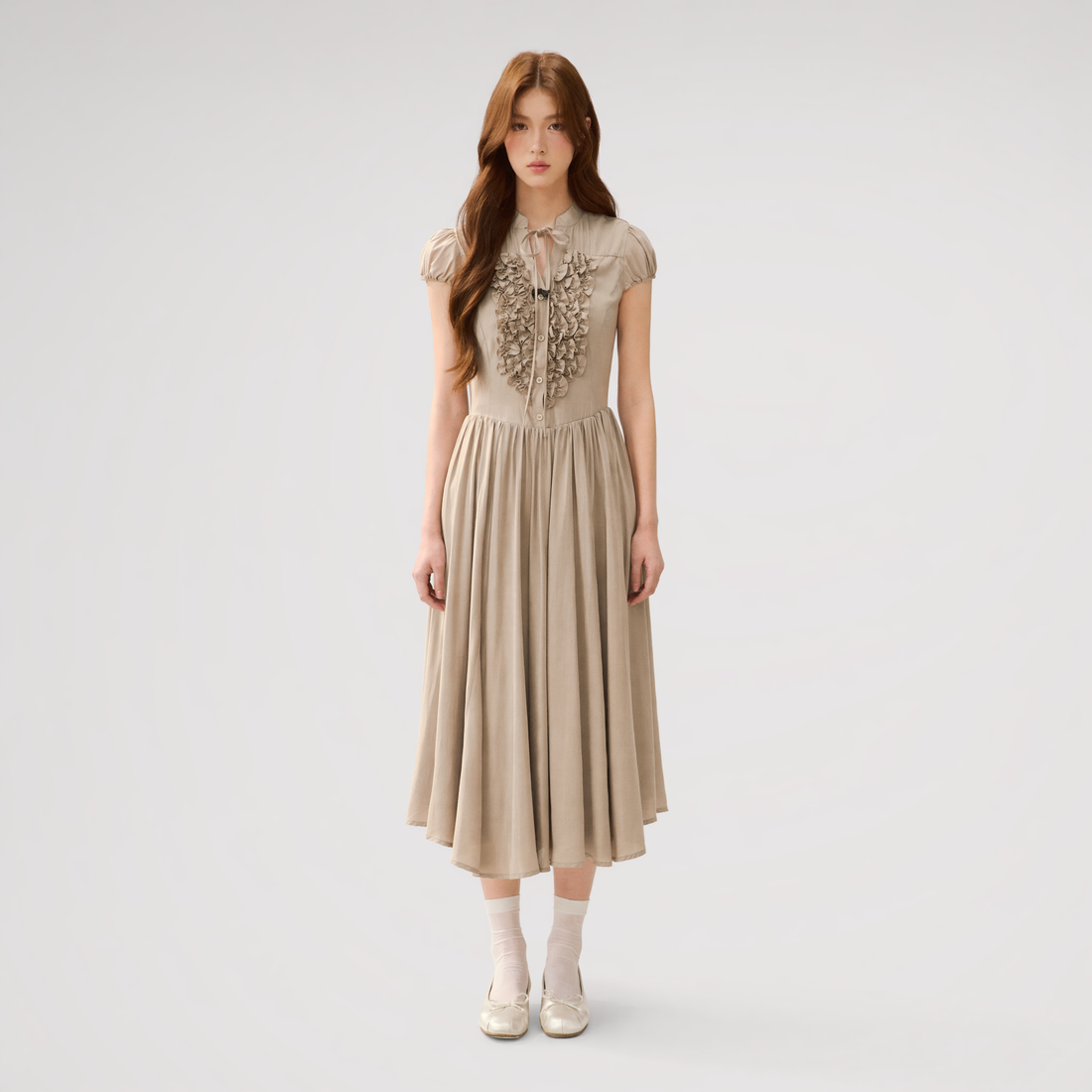 Ruffle V-Neck Maxi Dress