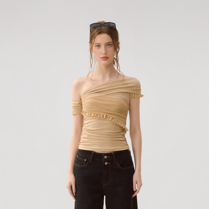 Lace Mesh Off-Shoulder Top