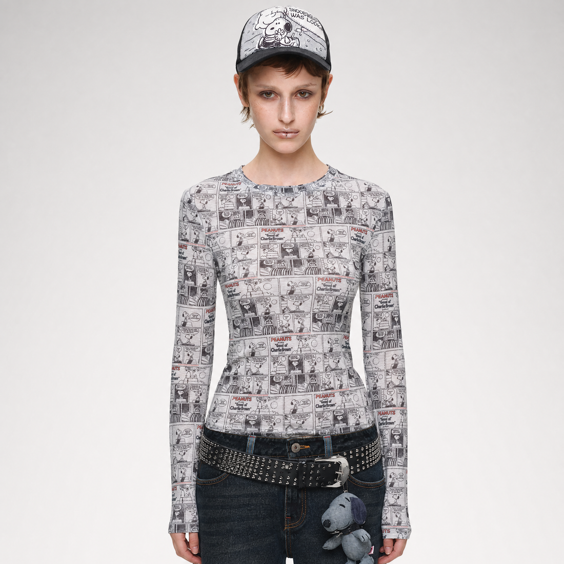 Vintage Newspaper Fitted Knit Top