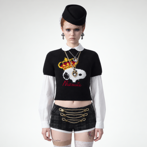 เสื้อสเวตเตอร์ผ้าฝ้ายขนสัตว์ลายแจ็กการ์ด