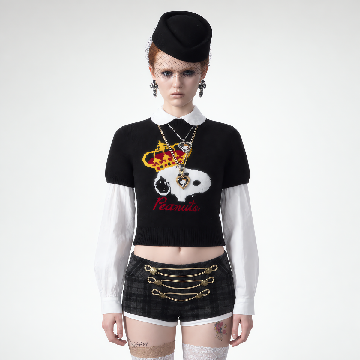 เสื้อสเวตเตอร์ผ้าฝ้ายขนสัตว์ลายแจ็กการ์ด