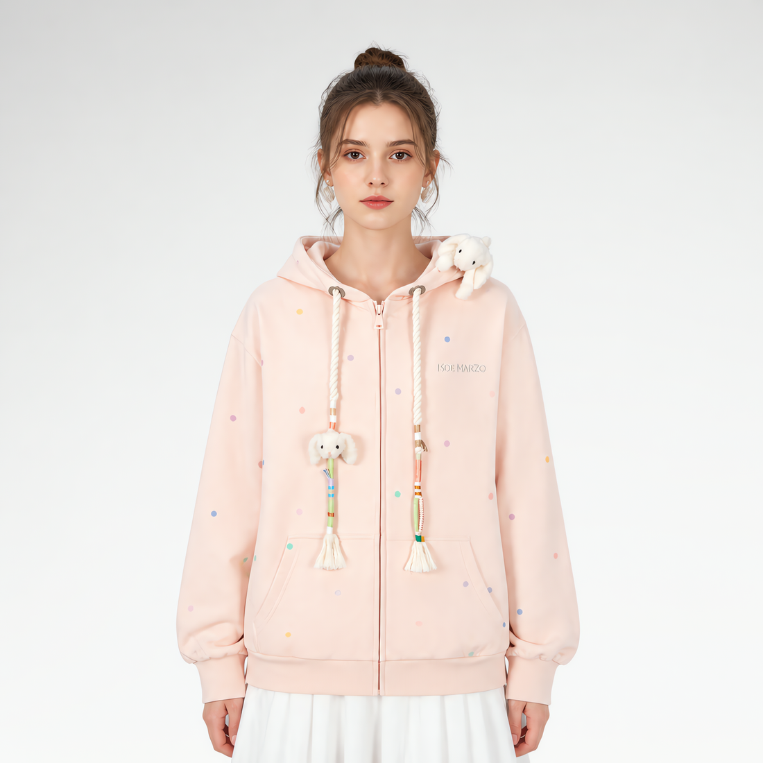 Polka Dot Embroidered Hoodie