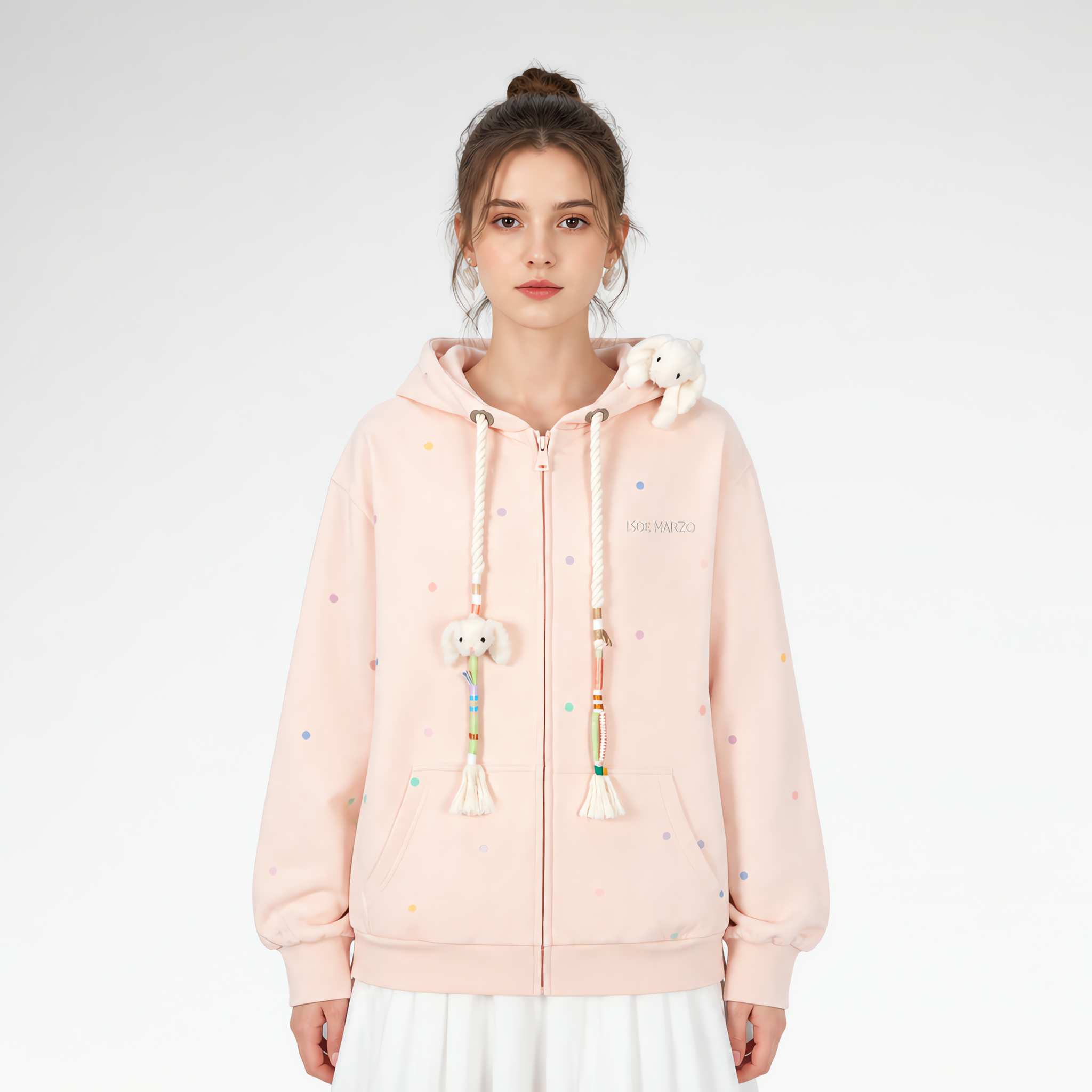 Polka Dot Embroidered Hoodie