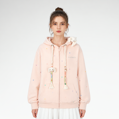 Polka Dot Embroidered Hoodie