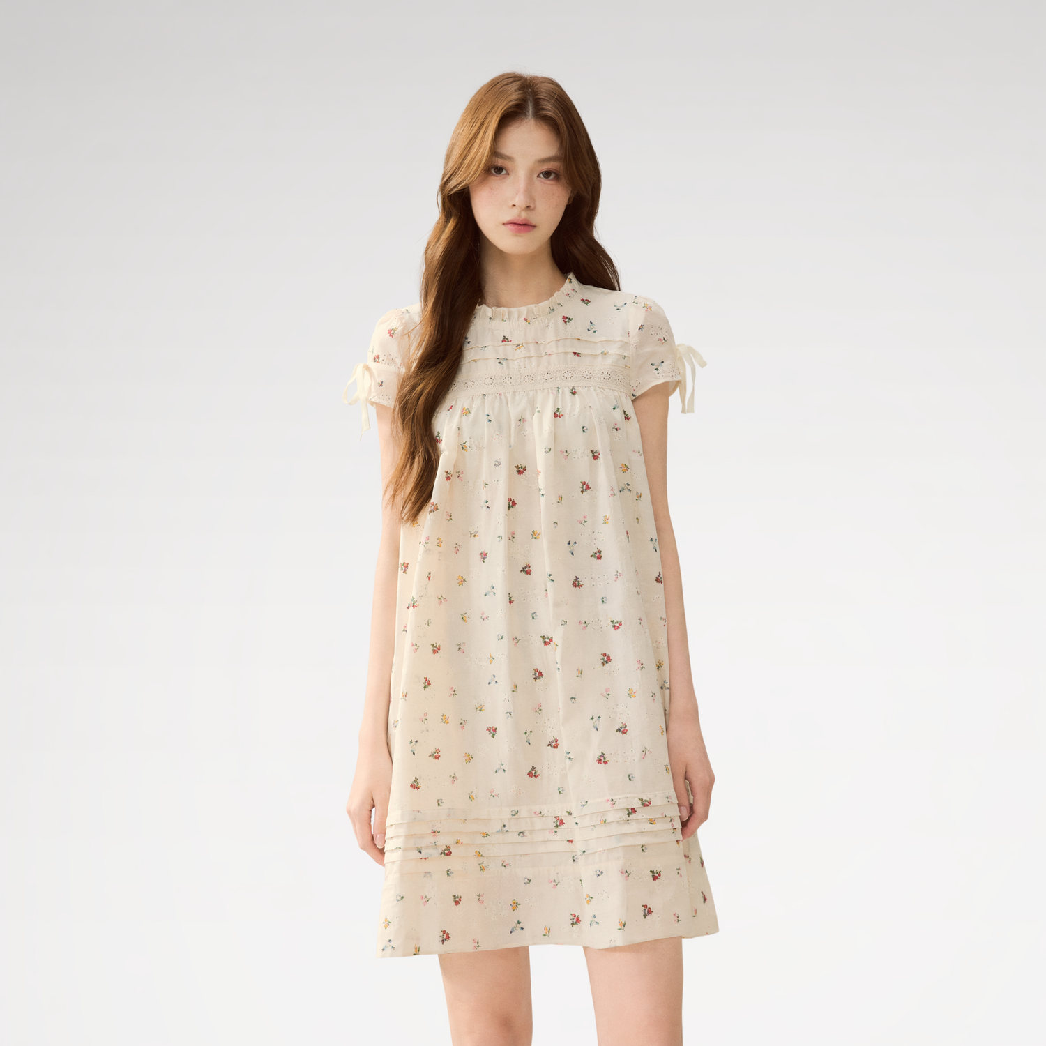 Embroidered Ruffle Dress
