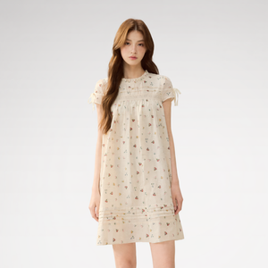 Embroidered Ruffle Dress