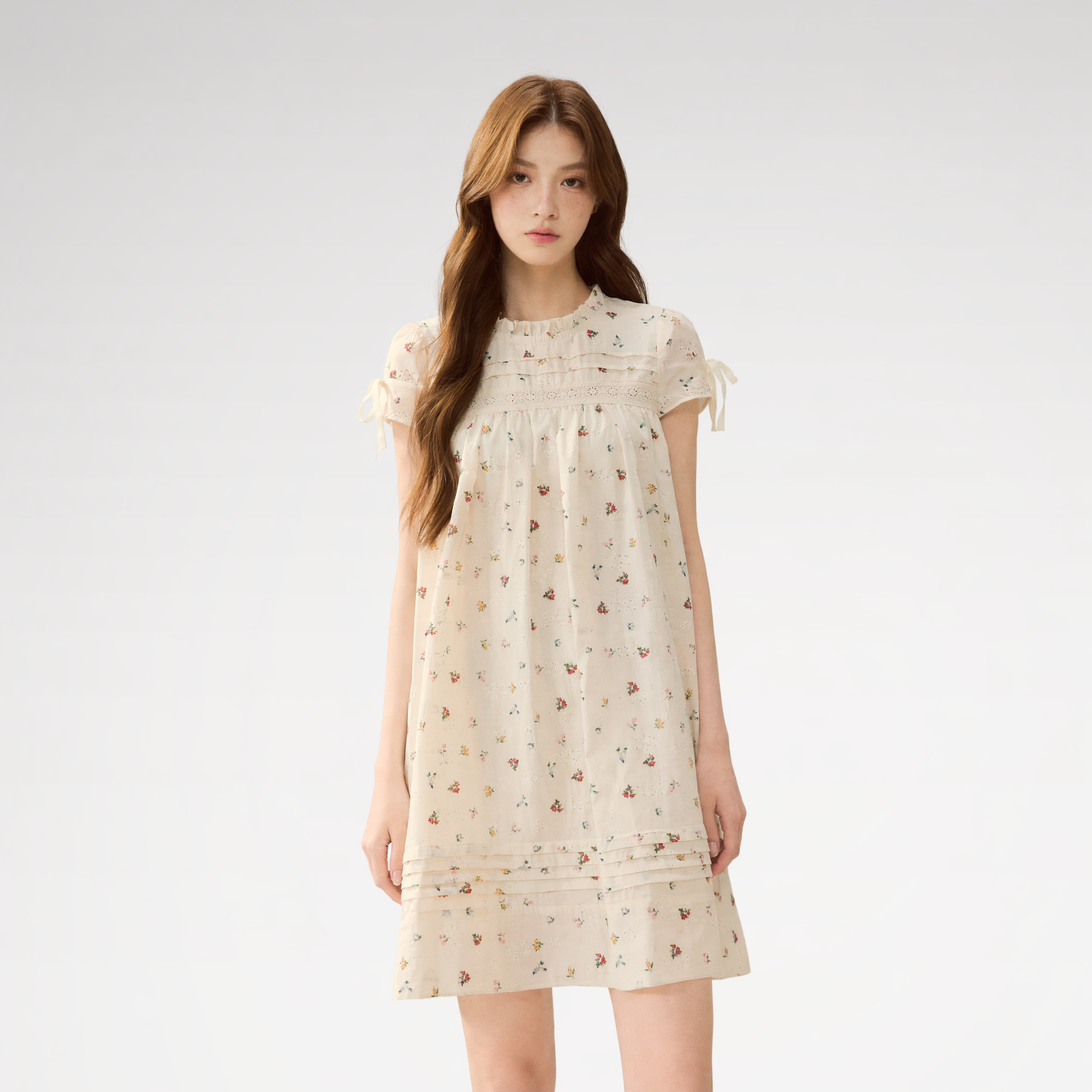 Embroidered Ruffle Dress