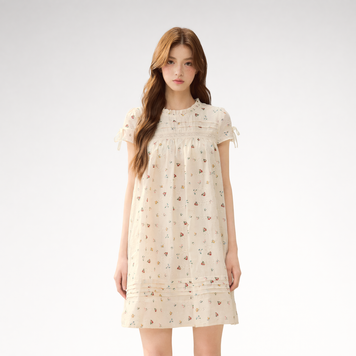 Embroidered Ruffle Dress
