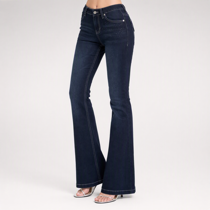 Waterwash Rhinestone Flare Jeans