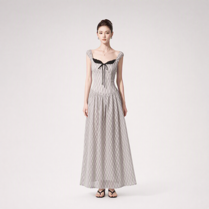 Plaid Tie-Front Maxi Dress
