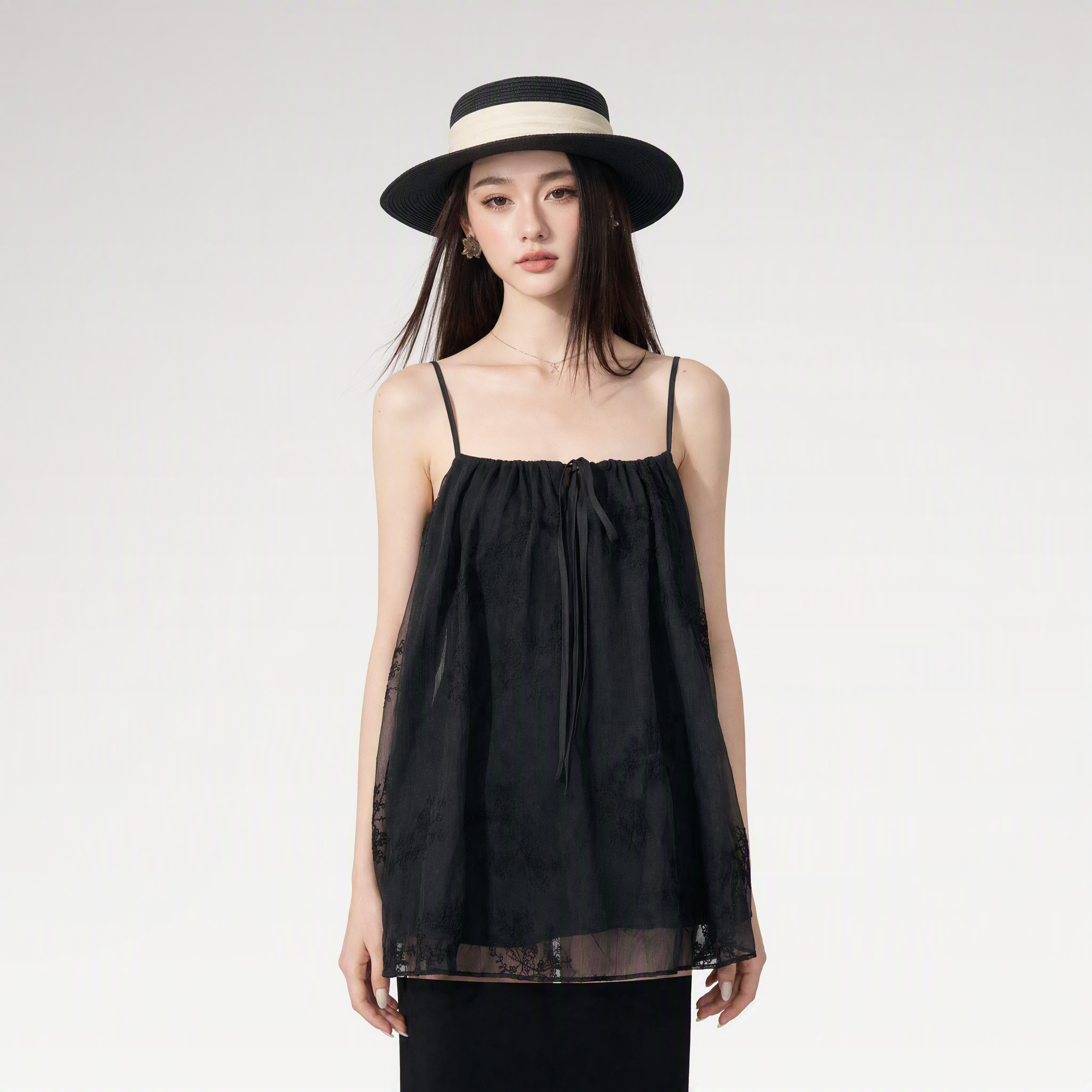 Ruched Tulle Camisole
